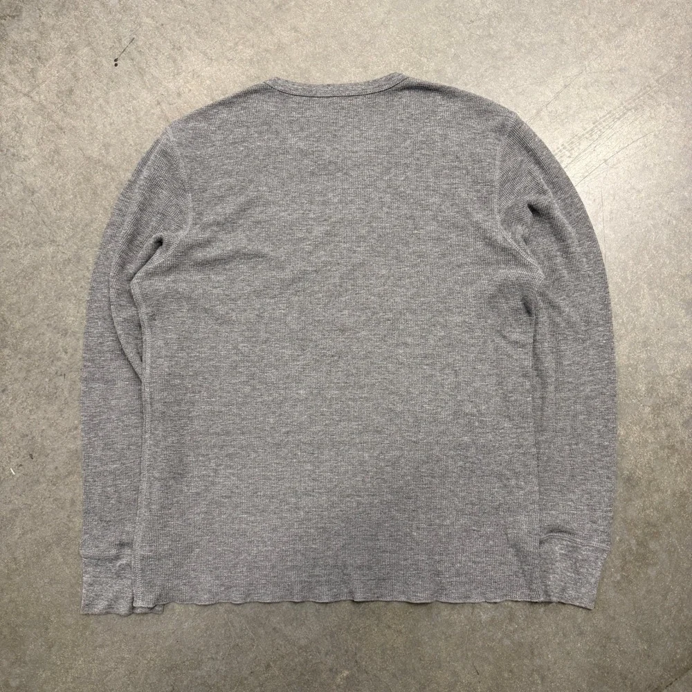 True Religion Mens Gray Waffle Knit Thermal Long Sleeve Graphic Shirt XXXL USA